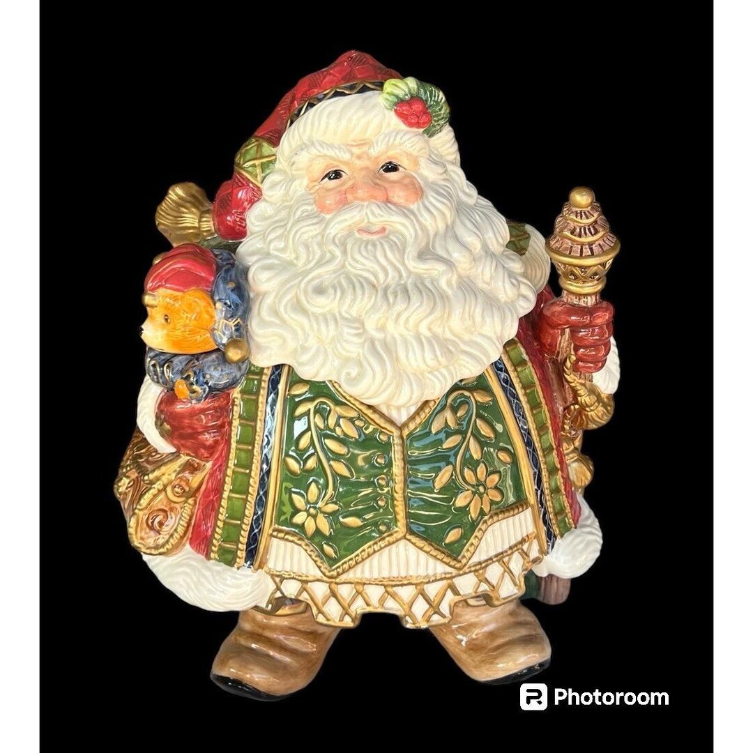Fitz and Floyd Jolly Ole St Nick Santa Claus Cookie Jar Sack of