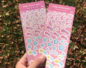 Kawaii Stars Sticker Sheet | Planner Stickers, Journaling
