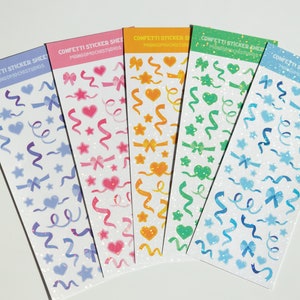 Confetti Glitter Sticker Sheets | Deco Stickers | Glitter Stickers | Holographic Deco Stickers | Korean Stickers | Hand Designed Stickers