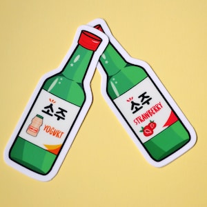 Soju sticker | Korean Sticker | Asian Drink Stickers | Kawaii Sticker | Strawberry Soju Sticker | Yogurt Soju Sticker | Alcohol Sticker