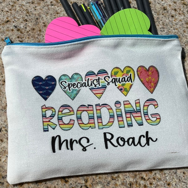 Personalized Canvas Pencil Pouch Gift for Teachers / Back to School Teacher Gift/ Teacher Survival Kit Pencil Case/ Custom Makeup Bag