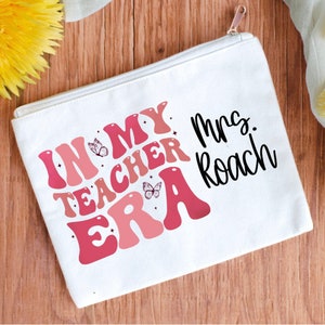 Personalized Canvas Pencil Pouch Gift for Teachers / Back to School Teacher Gift/ Teacher Survival Kit Pencil Case/ Custom Makeup Bag