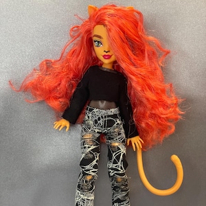 3pc Outfit for MH Dolls / G1 and G3 /Spiderweb ripped pants with mesh undershirt and long sleeves top