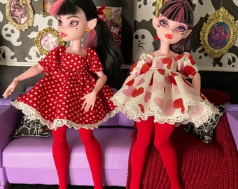 3pc outfit for MH Dolls / Hearts print Dress for G3 Dolls