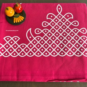 Sabarmati Pink Kolam Backdrop Fabric /Festive Decor/South Asian Decor/Indian Decor/Pooja Decor