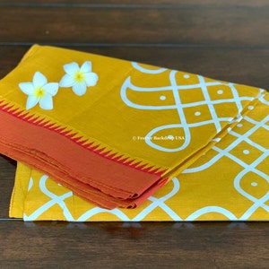Ganga Mustard Yellow Kolam Backdrop Fabric /Festive Decor/South Asian Decor/Indian Decor/Pooja Decor