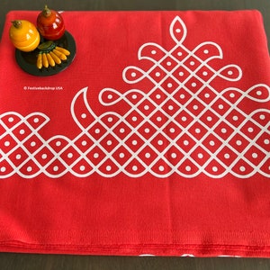 Sabarmati Orange Kolam Backdrop Fabric /Festive Decor/South Asian Decor/Indian Decor/Pooja Decor