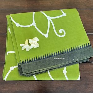 Padma Mehendigreen Kolam Backdrop Fabric /Festive Decor/South Asian Decor/Indian Decor/Pooja Decor