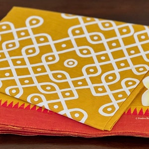 Krishna Mustard Yellow Kolam Backdrop Fabric /Festive Decor/South Asian Decor/Indian Decor/Pooja Decor