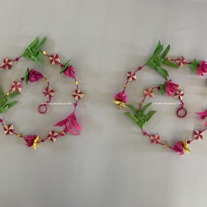 Pink & Green Fish Palm Leaf Strings Wall Decor/Festive Decor/South Asian Decor/Indian Decor/Pooja Decor
