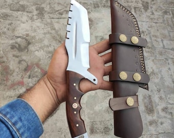 Hand Forged J2 Steel Tracker Knife, Rosewood Handle, Leather Sheath best