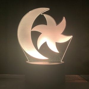 Moon and Star Morrowind Acrylic LED Light Lamp image 1