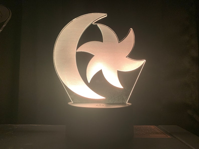 Moon and Star Morrowind Acrylic LED Light Lamp image 1