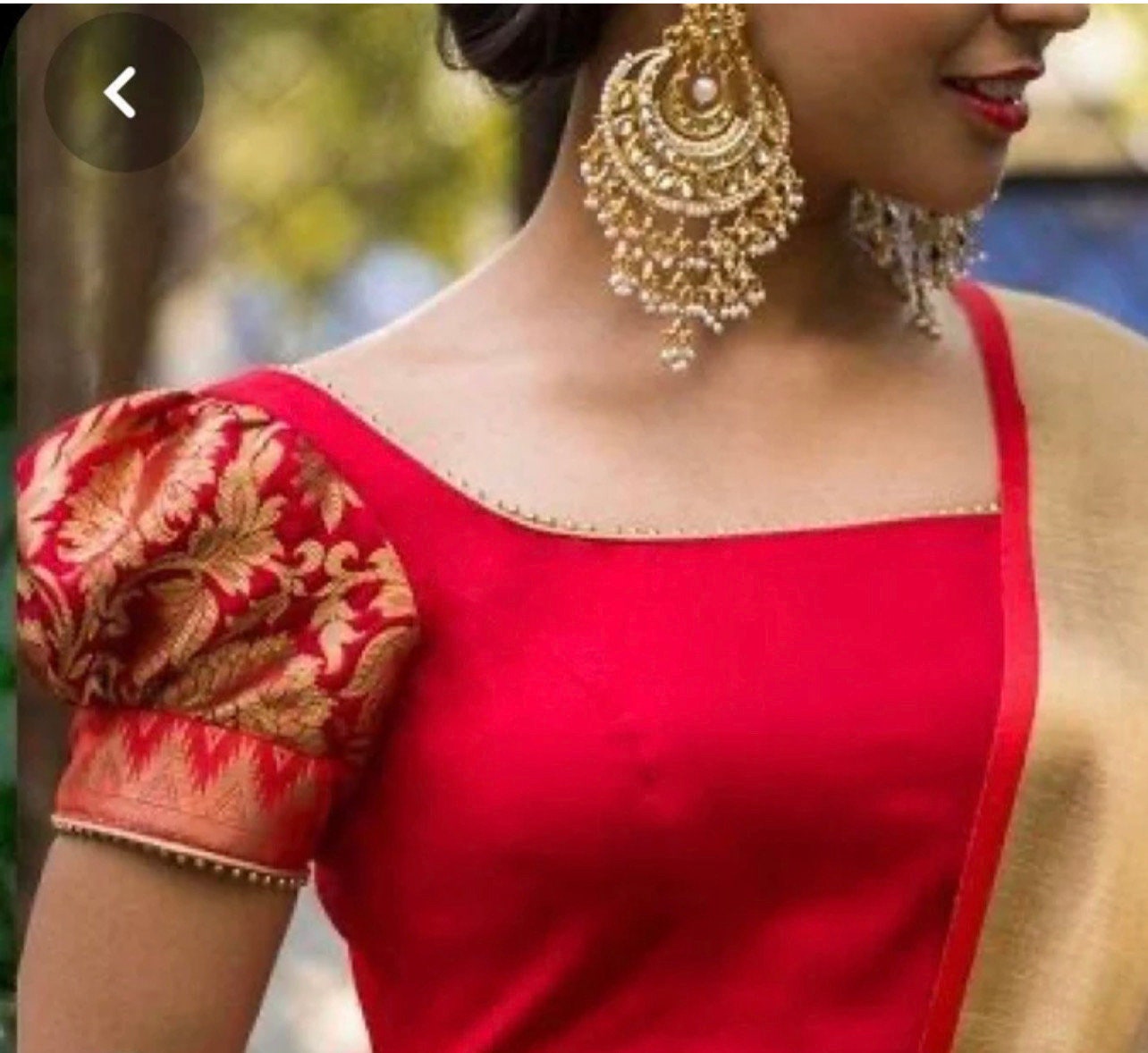 Buy Red Silk Blouse Puff Sleeves Blouse Indian Designer Blouse ...