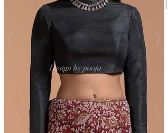 black high neck full sleeve blouse
