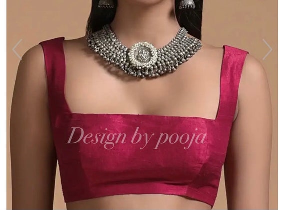 Made to Order Maroon Sleeveless Blouse in Raw Silk With Square - Etsy
