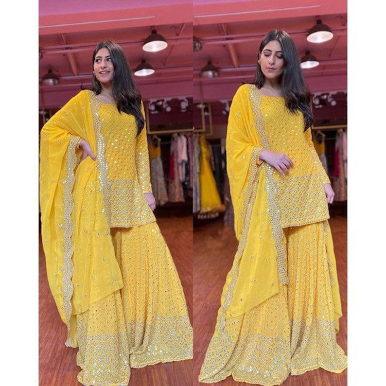 Sharara Suit Indian Tunic Top Salwar for Woman Bridesmaid - Etsy