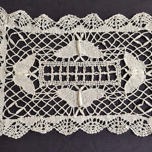 Butterfly Doily/ Table Scarf in Linen Needle Lace