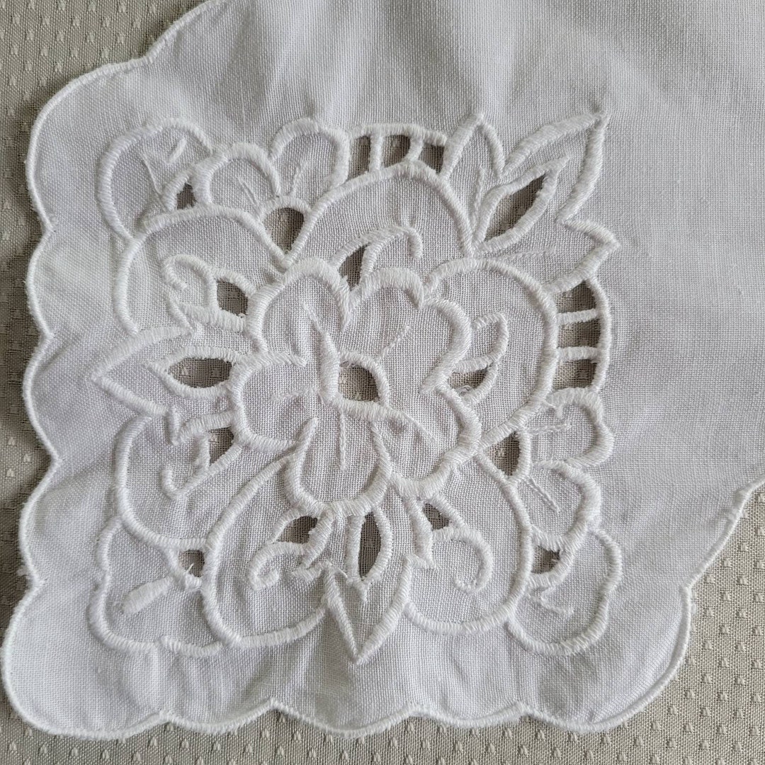 Vintage Embroidered Bread Basket Liner W/ Cut Work in Cotton Etsy