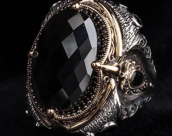 Handmade Black Onyx Ring for Men: 925 Sterling Silver Gemstone Jewelry