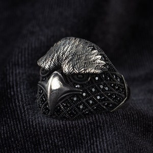 Sterling Silver Owl Ring with Onyx: Animal Jewelry for Men