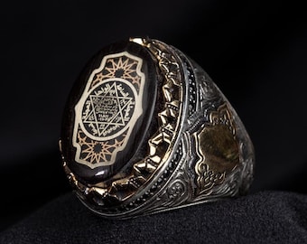 Handmade Sterling Silver King Solomon Seal Ring: Judaic Amulet