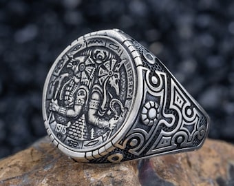 Bague Anubis, argent massif, bague égyptienne, bijou Anubis, bague en argent massif gravée du dieu égyptien Anubis