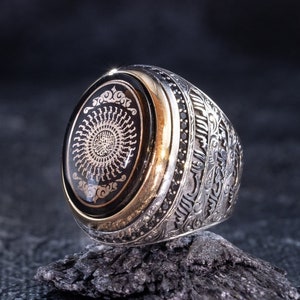 Gravierte Arabische Kalligraphie Sterlingsilber Ring - Muslimisches Geschenk