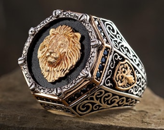Handmade Lion Head Ring for Men – 925 Sterling Silver Statement Ring – Made in Istanbul