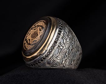 Sterling Silver King Solomon Seal Ring: Star of David, Hebrew Talisman