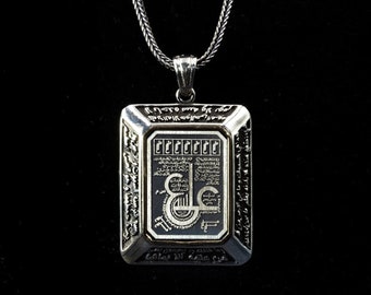 Ayn Ali's Talisman engraved silver men talisman , Gift for muslim dad , Shia Islam , Occult pendant , Religious men necklace