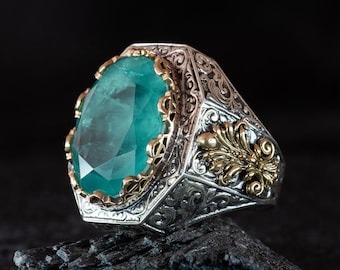 Paraiba Tourmaline Silver Ring: Handmade Sky Blue Gemstone Men's Accessory