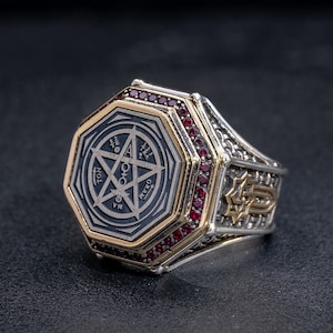 Tetragrammaton rings , Tetragrammaton pentagram pentacle ring , Pentagram ring , Amulet ring , Protection Jewelry , King Solomon ring