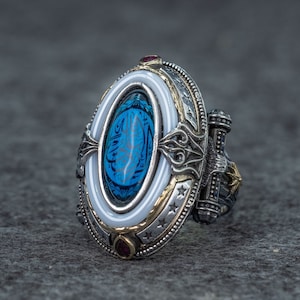 Lâ Ghaliba illallah engraved in Arabic calligraphy ring , Oxidized sterling silver ring , Islamic gifts , Muslim gifts , Unique rings
