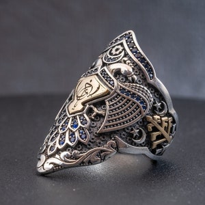 Adjustable Double Headed Eagle Thumb Ring: Seljuk Archery Ring