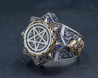 Tetragrammaton pentagram ring , Dad gift , Tetragrammaton ring , Pentagram ring  , Occult Jewelry , Sigil of Solomon , Star of David ring