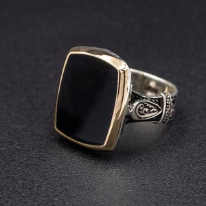 Handmade Black Onyx Silver Ring for Men