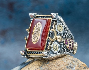 Handmade Sterling Silver Arabic Men's Ring: Ottoman Style Gift
