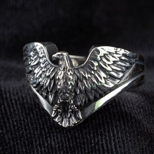 Sterling Silver Eagle Ring - Adjustable Animal Ring