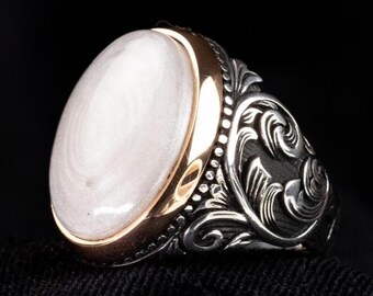 Handmade Mother of Pearl Ring: Sterling Silver Boho Jewelry