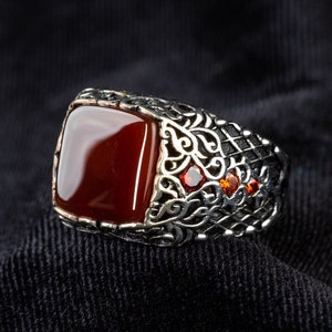 Agate ring men , Genuine Yemeni aqeeq , Best gift for muslim men , Arabic jewelry , Agate ring men , Pinky ring men , Gift for husband