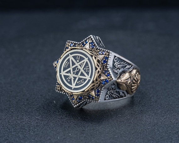 Tetragrammaton Pentagram Ring Dad Gift Tetragrammaton Ring