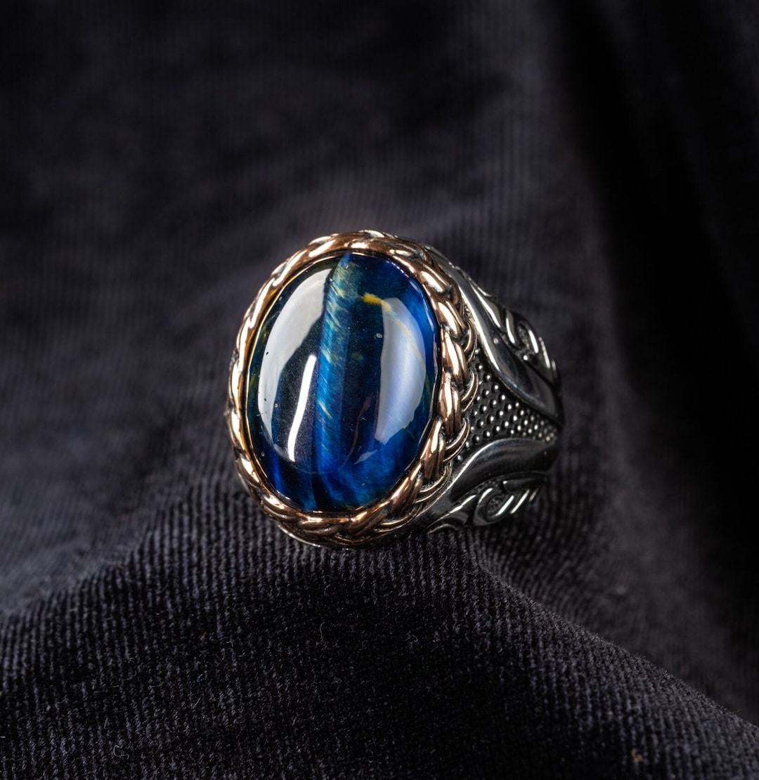 Handmade Sterling Silver Blue Tiger's Eye Signet Ring - Etsy