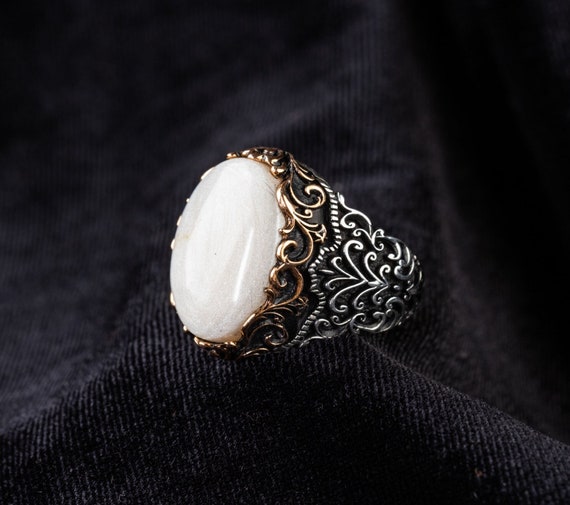 Buy Mens Silver Pearl Ring, Sword Engraved Vintage Statement Ring, Natural  Mother of Pearl Cocktail Ring, Handmade Exclusive Quality Men Jewelry  Online in India - Etsy