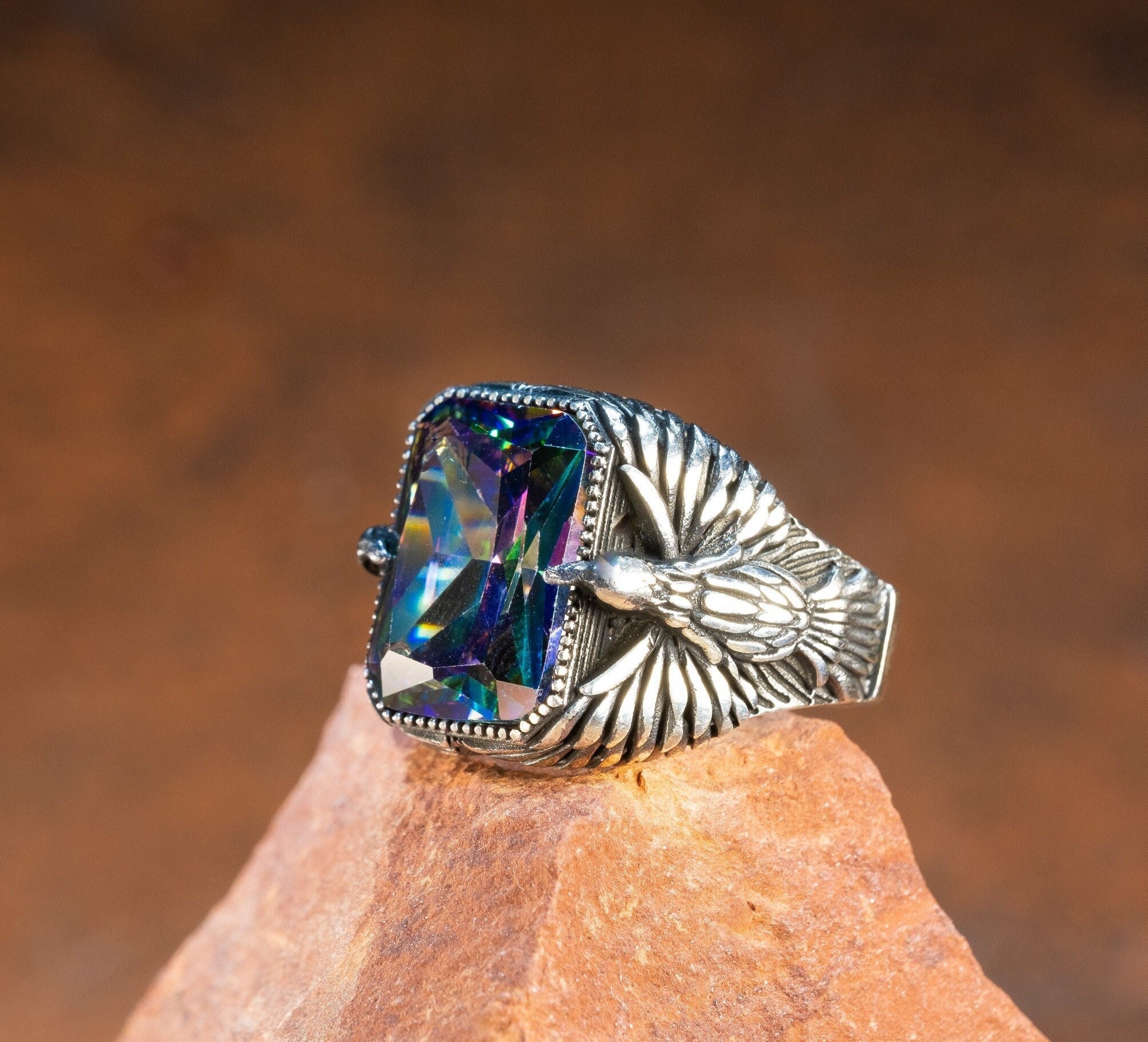 Valentines Day Gift Mystic Topaz Men Ring Valentines Day Gift