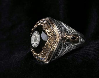 King Solomon Seal Ring: Handmade Silver Ring for Men