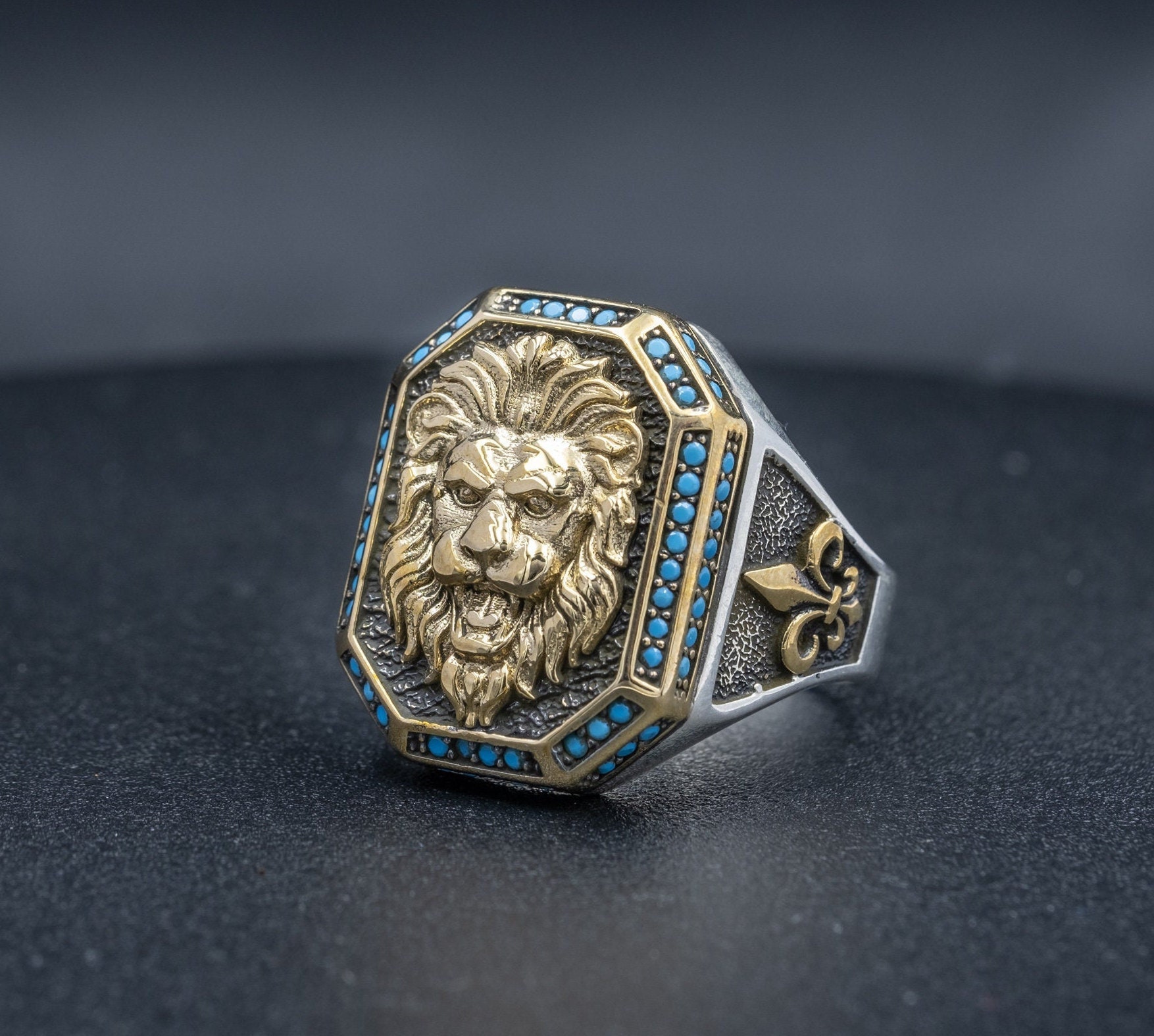 10K Yellow Gold Lion Ring Lion Head Ring | eBay