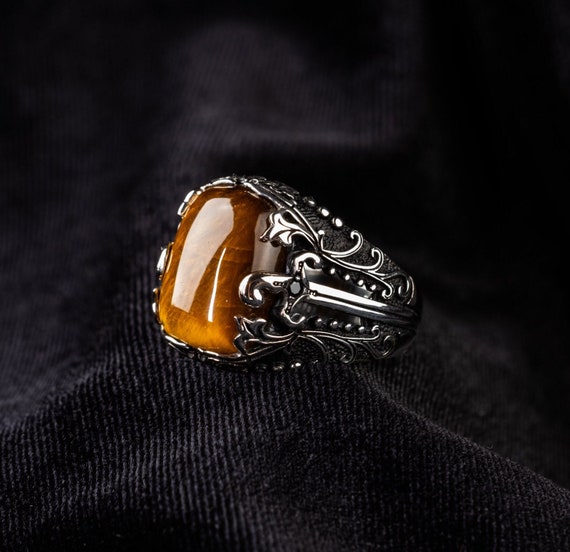 Mens Ring sumatra Tiger Ring Tigers Eye Ring Animal Ring Mens Jewelry Rings  for Men Statement Ring Mens Rings Unique Rings 