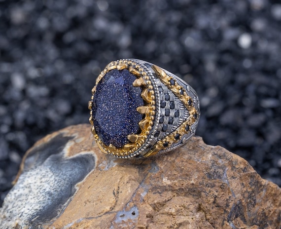 Blue goldstone ring online