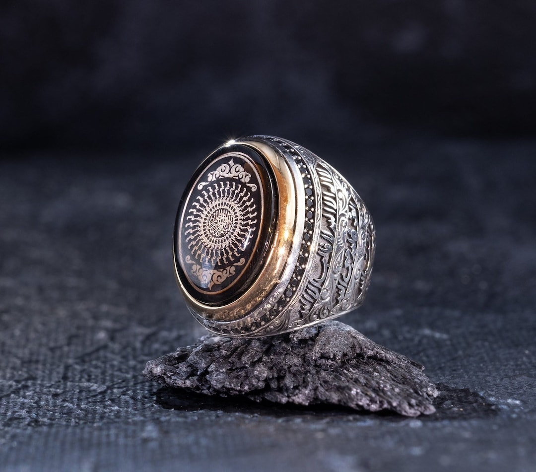 Bague en argent sterling avec calligraphie arabe gravée Cadeau